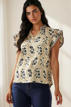 Flutter Sleeve Embroidered Blouse