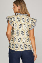 Flutter Sleeve Embroidered Blouse
