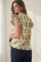 Flutter Sleeve Embroidered Blouse - Sage