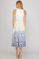 Floral Ombre Pleated Midi Skirt
