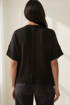 Classic Short‑Sleeve Knit Sweater - Black