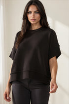 Classic Short‑Sleeve Knit Sweater - Black