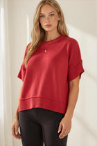 Classic Short‑Sleeve Knit Sweater - Red