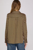 Satin Polka Dot Button Up Blouse