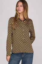 Satin Polka Dot Button Up Blouse