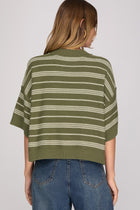 Thin Stripe Short Sleeve Sweater