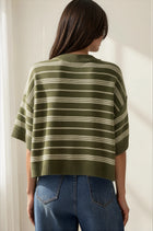 Thin Stripe Short Sleeve Sweater