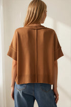 Classic Short‑Sleeve Knit Sweater - Caramel