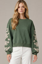 Ultra Soft Embroidered Sleeve Sweatshirt