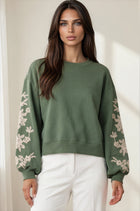 Ultra Soft Embroidered Sleeve Sweatshirt