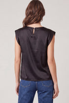 Drop Shoulder Satin Short Sleeve Top