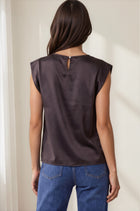 Drop Shoulder Satin Short Sleeve Top