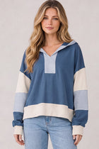 Color Block Long Sleeve Hooded Top