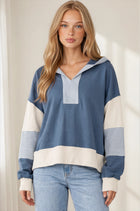 Color Block Long Sleeve Hooded Top