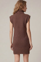 Turtleneck Sleeveless Sweater Dress - Brown