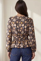 Floral Print Long Sleeve Peplum Blouse
