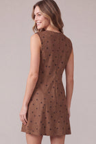 Sleeveless Polka Dot Suede Mini Dress