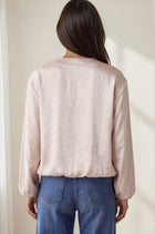 Satin Bubble Hem Zip Front Jacket - Ecru