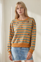 Floral Embroidered Stripe French Terry Sweatshirt