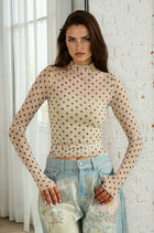 Polka Dot Mesh Top - Ivory