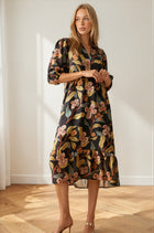Mixed Floral Print Tiered Midi Dress