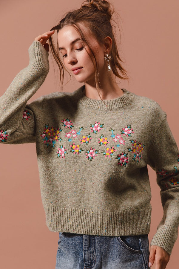 Embroidered Floral Sweater