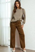 Button Stretch Pants - Mocha