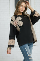 Terry Patchwork Pullover Top
