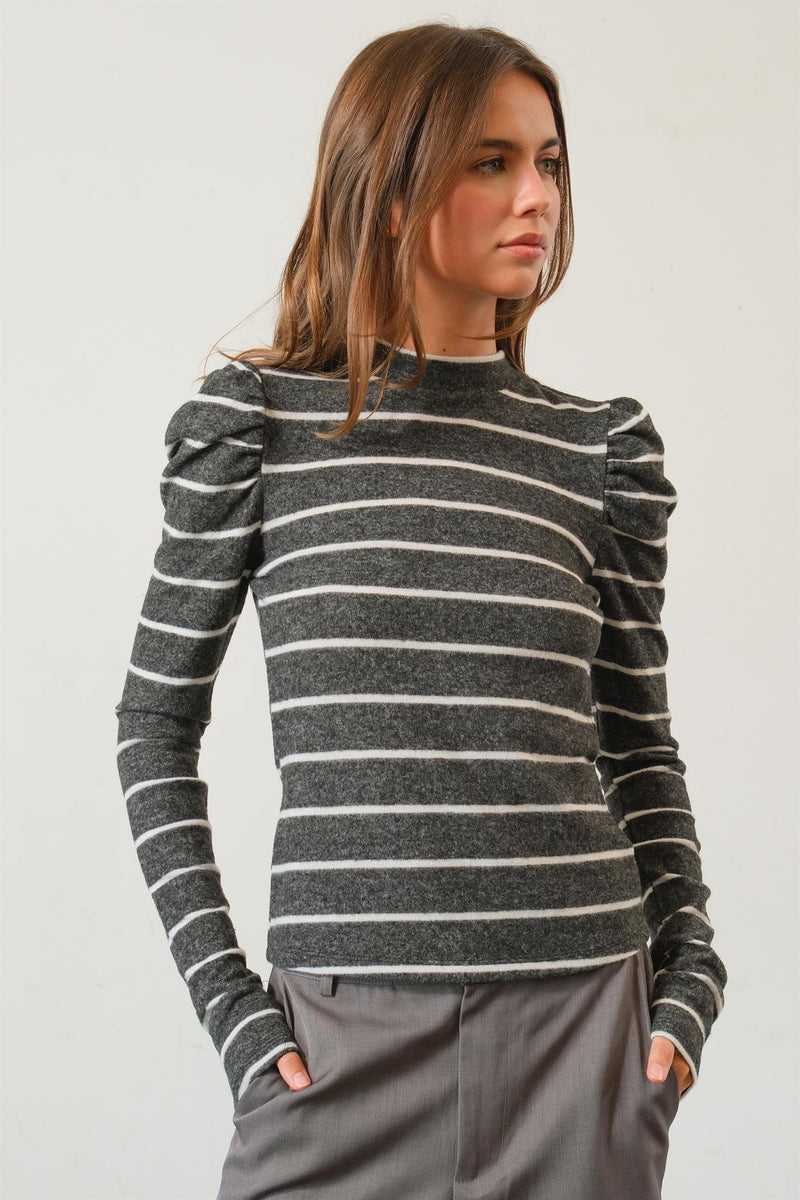 Brushed Knit Striped Top