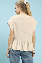 Smocked Peplum Top - Oatmeal