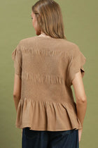 Smocked Peplum Top - Latte