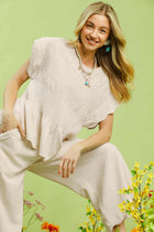 Smocked Peplum Top - Oatmeal