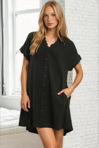 Scalloped Detail Mini Dress - Black