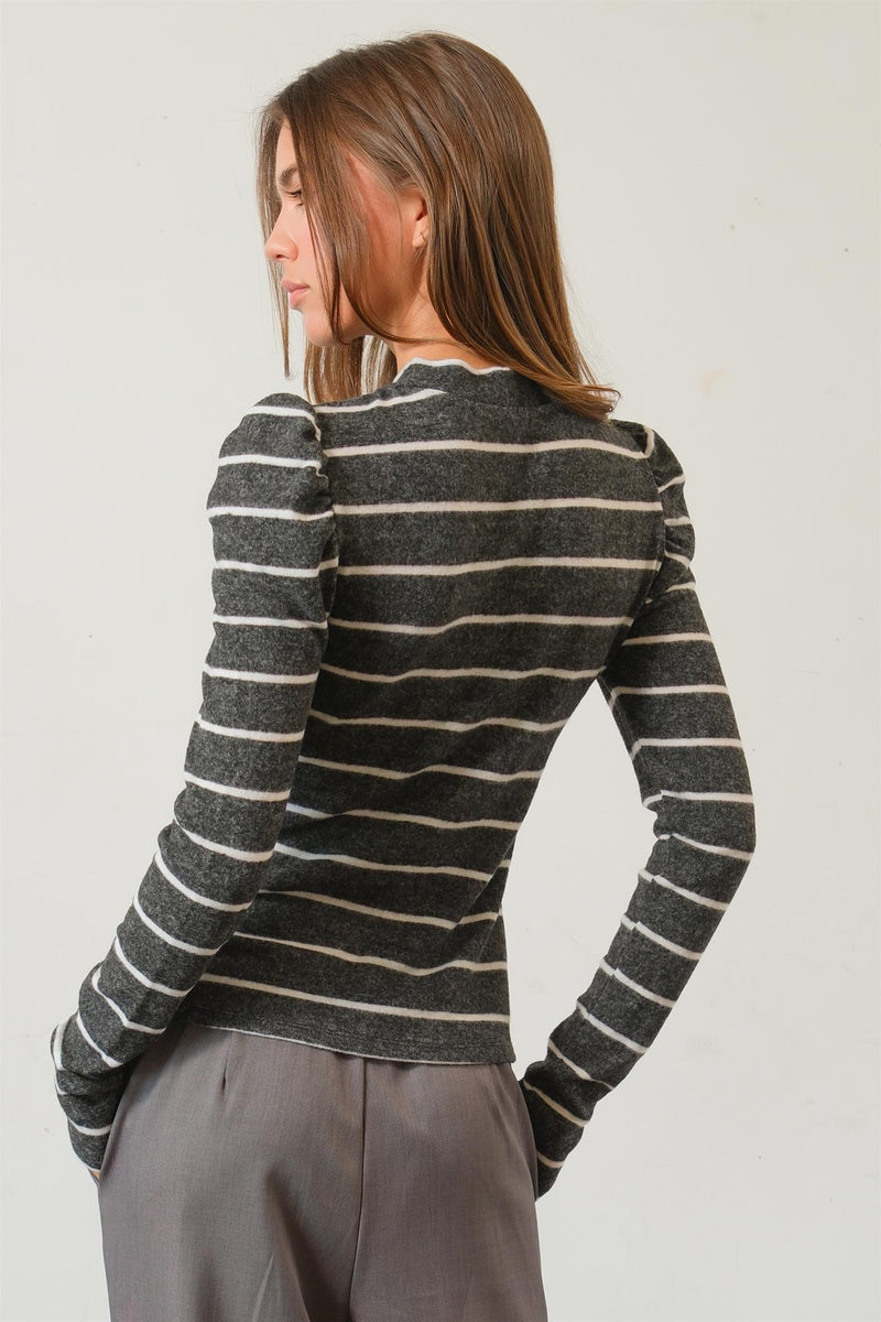 Brushed Knit Striped Top