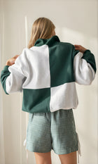 Color Block Quarter Zip Sweatshirt - Green
