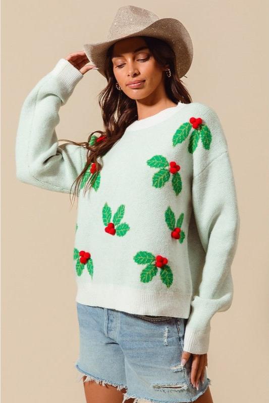 Holly Berries Pom Pom Sweater