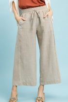 Striped Tie Front Elastic Waist Pants