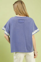 Patchwork Floral French Terry Tee - Blue