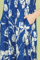 Two-Tone Floral Midi Dress