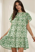 Abstract Print Babydoll Mini Dress