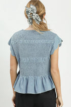 Chambray Smocked Peplum Top