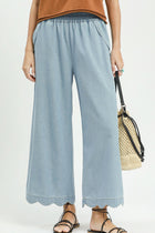 Chambray Scalloped Hem Pants