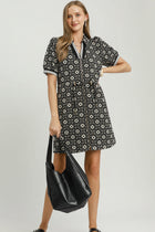 Cinch Waist Floral Short Sleeve Mini Dress
