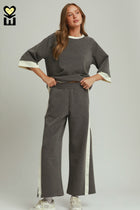Luxe Knit Side Stripe Wide Leg Pants