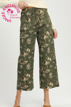 Floral Print Wide Leg Cropped Pants