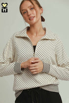 Polka Dot Half Zip Pullover