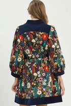 Floral Print Belted Puff Sleeve Mini Dress