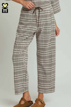 Fleece Plaid Raglan Straight Leg Pants