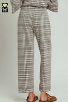 Fleece Plaid Raglan Straight Leg Pants