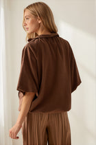 Zip-Front Bomber Jacket - Chocolate